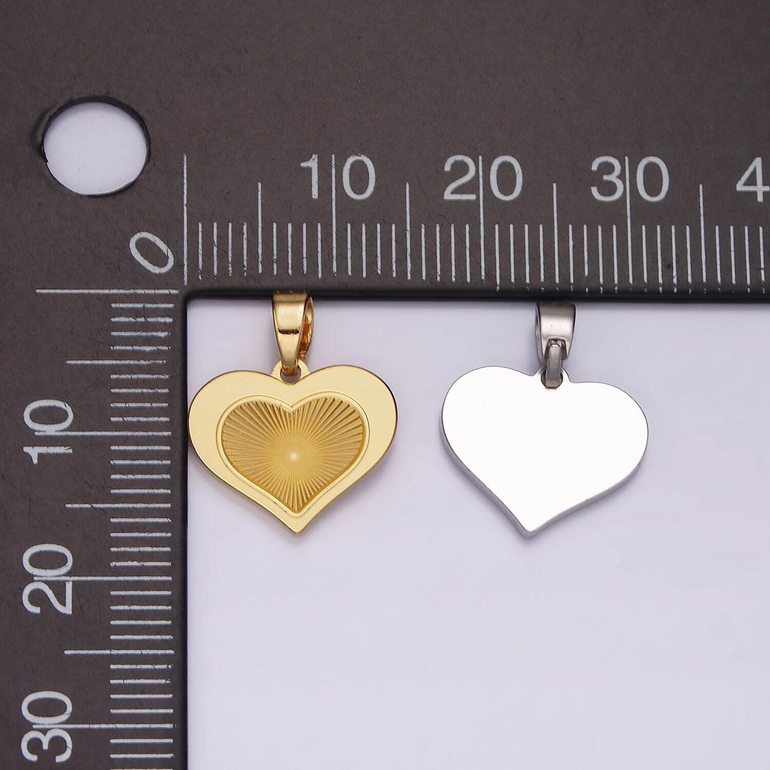 Gold filled radial heart charm necklace silver sunburst gold pendant, dainty heart love valentine gift necklace supply p-866