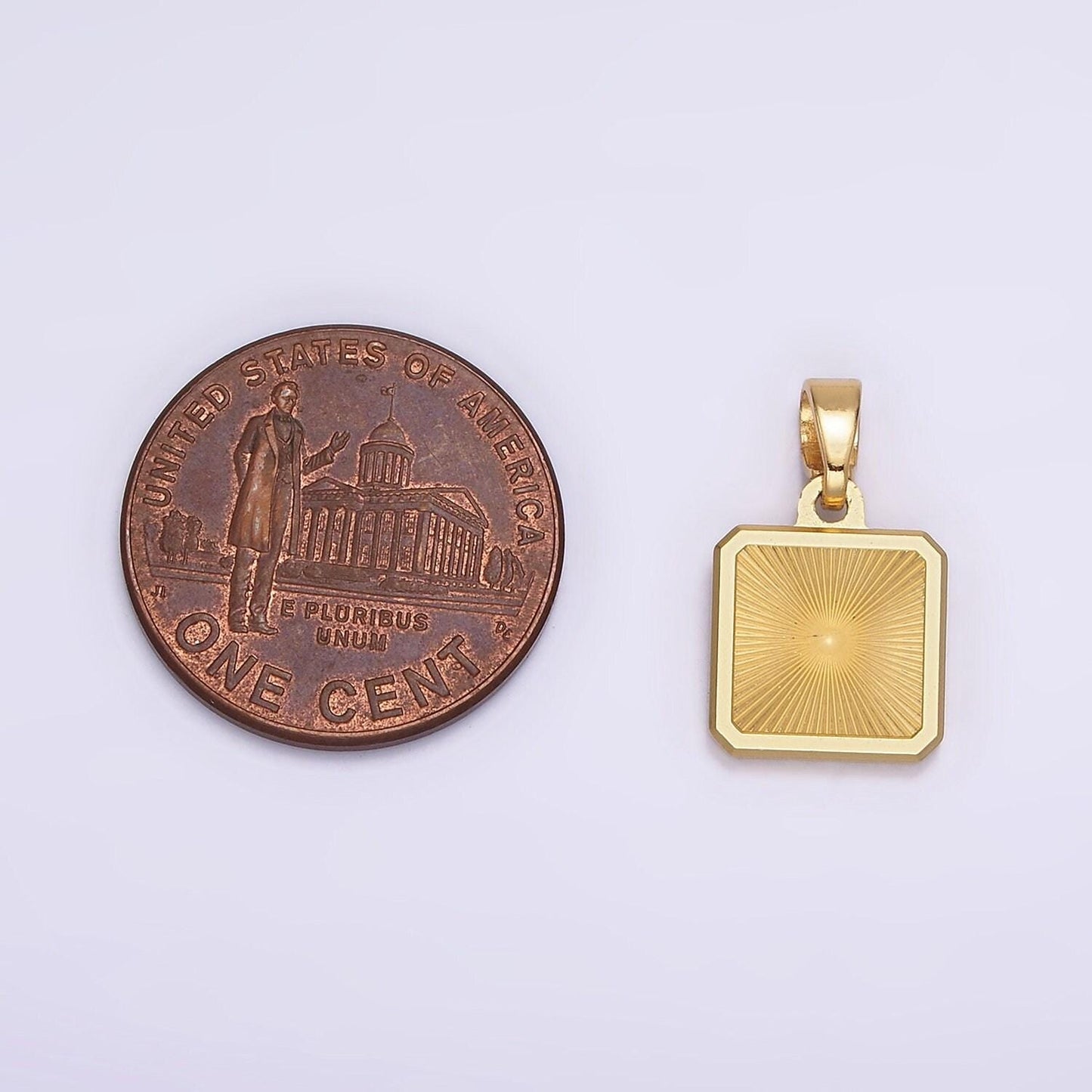 Gold radial square charm necklace silver sunburst stainless steel pendant, dainty geometric tag pendant gift necklace supply ah082
