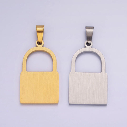 Stainless steel 30mm padlock minimalist pendant in gold & silver | p846
