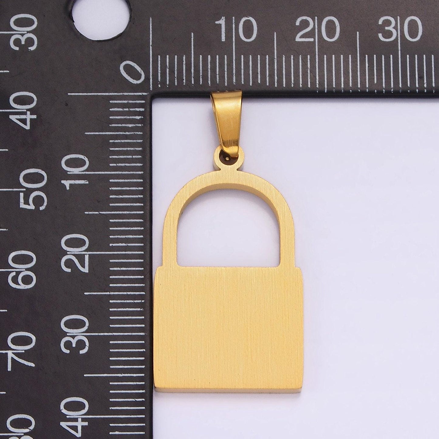 Stainless steel 30mm padlock minimalist pendant in gold & silver | p846
