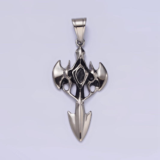 Stainless steel molten artisan bat wings sharp arrow passion cross pendant | p817