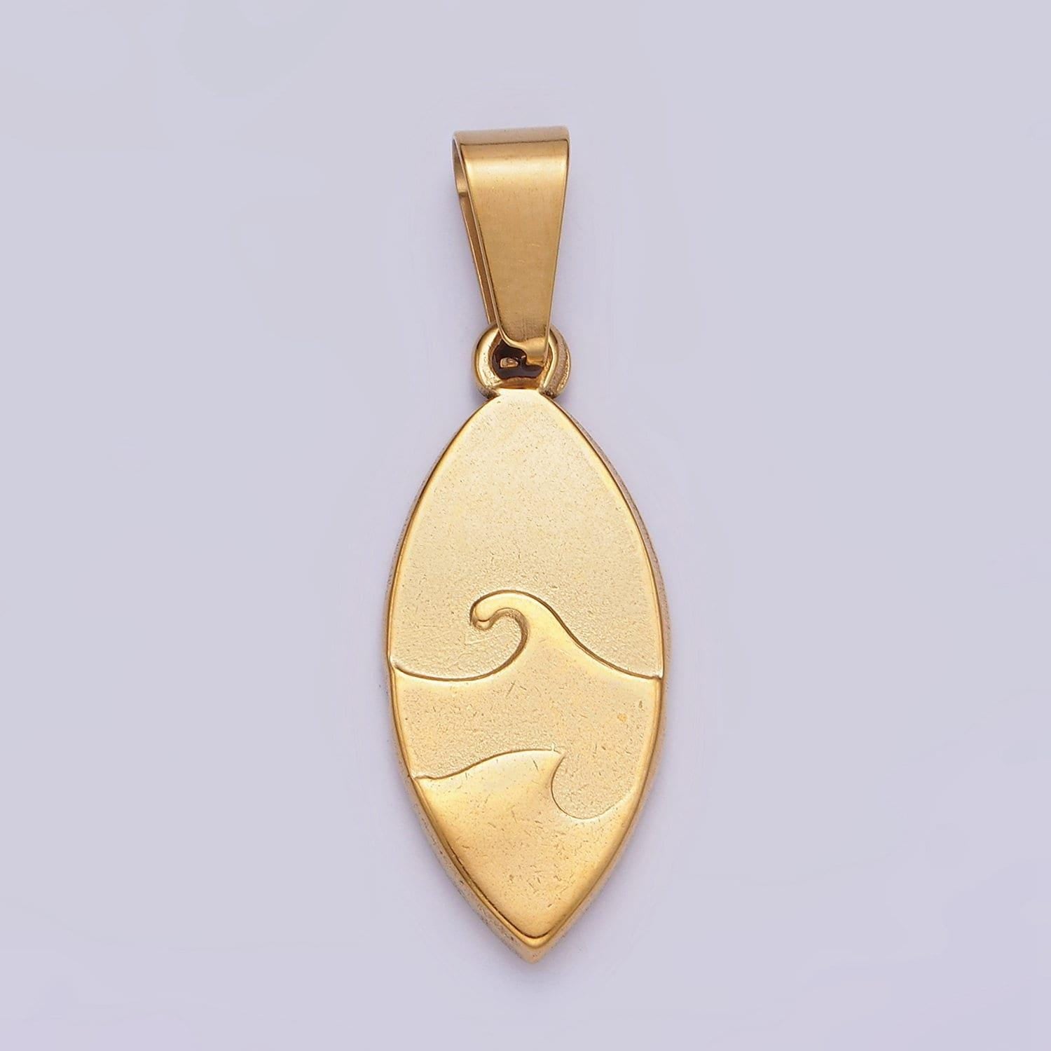 Gold ocean pendant stainless steel surf board ocean beach under the sea mermaids charm jewelry | p-802