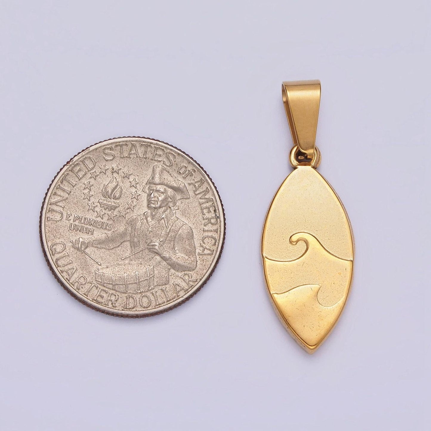 Gold ocean pendant stainless steel surf board ocean beach under the sea mermaids charm jewelry | p-802