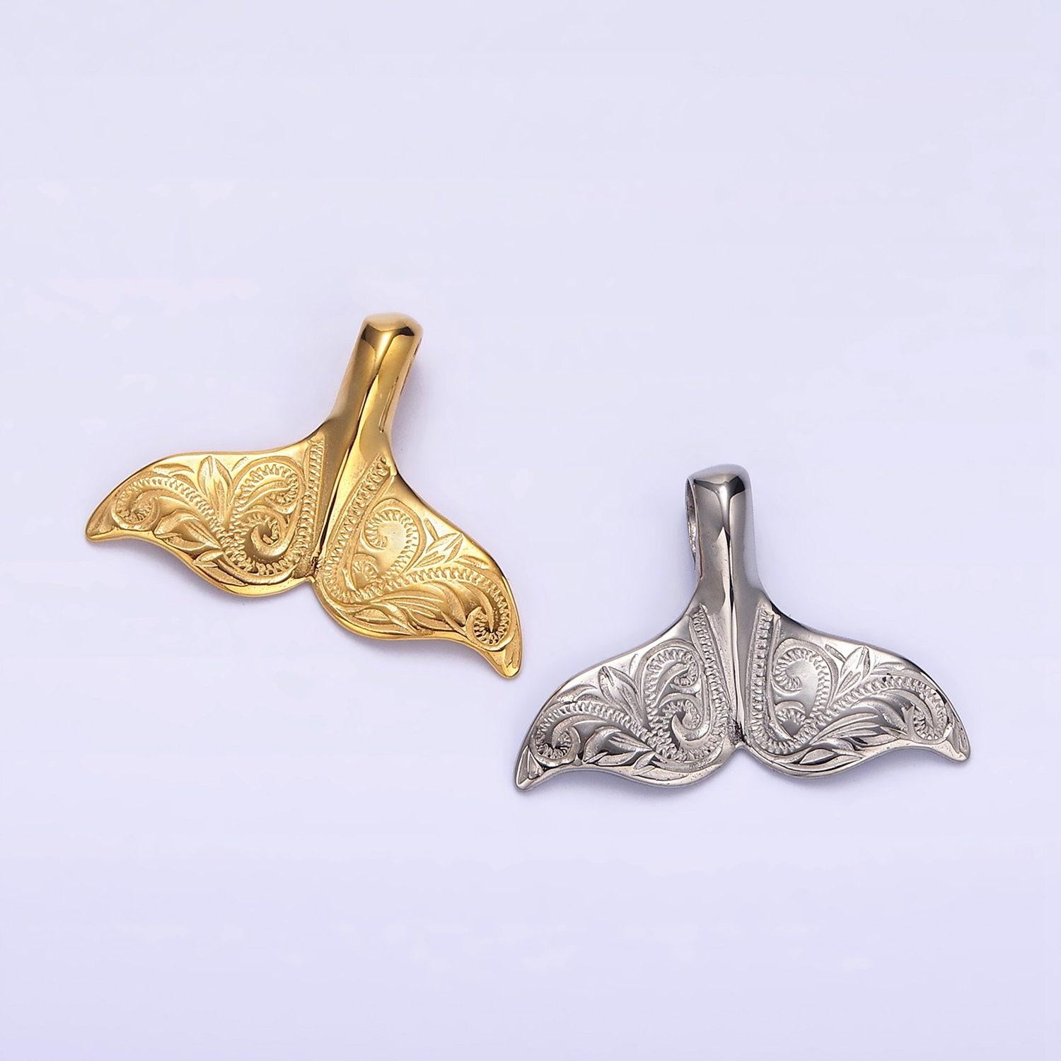 Mermaid tail charm stainless steel whale tail charm, mermaid charm, dolphin tail ocean under the sea jewelry p790