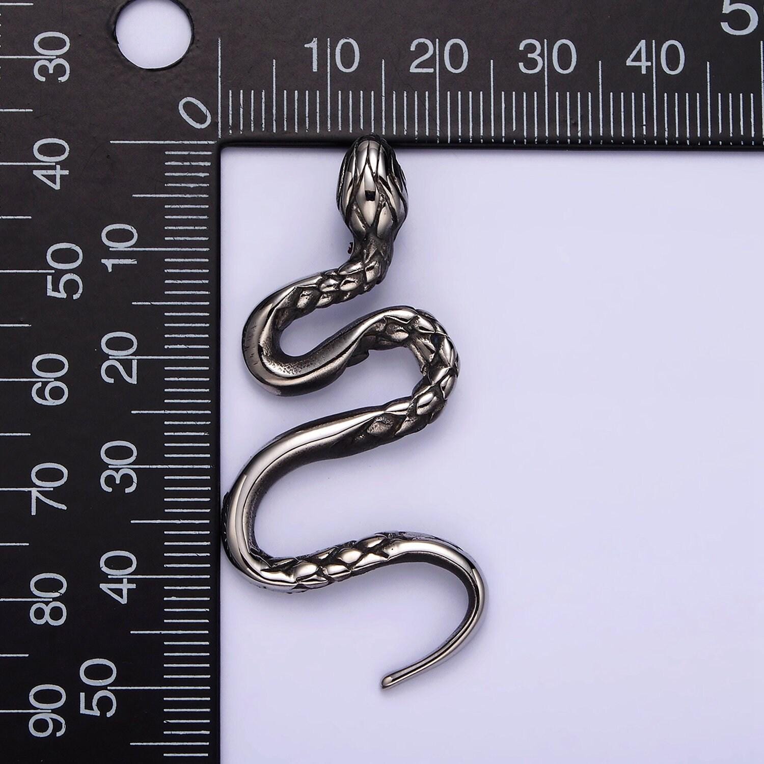 Stainless steel 50.5mm slithering serpent snake scale-textured pendant | p760
