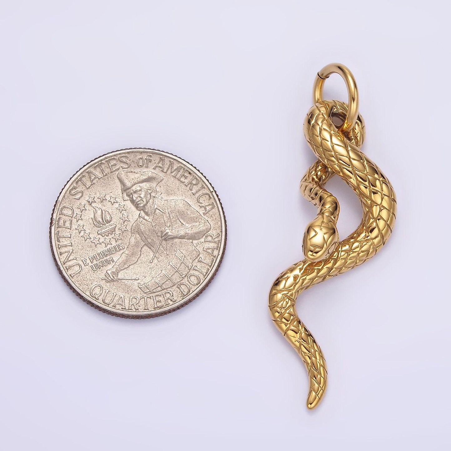 Stainless steel 50mm textured slithering snake serpent pendant | p750