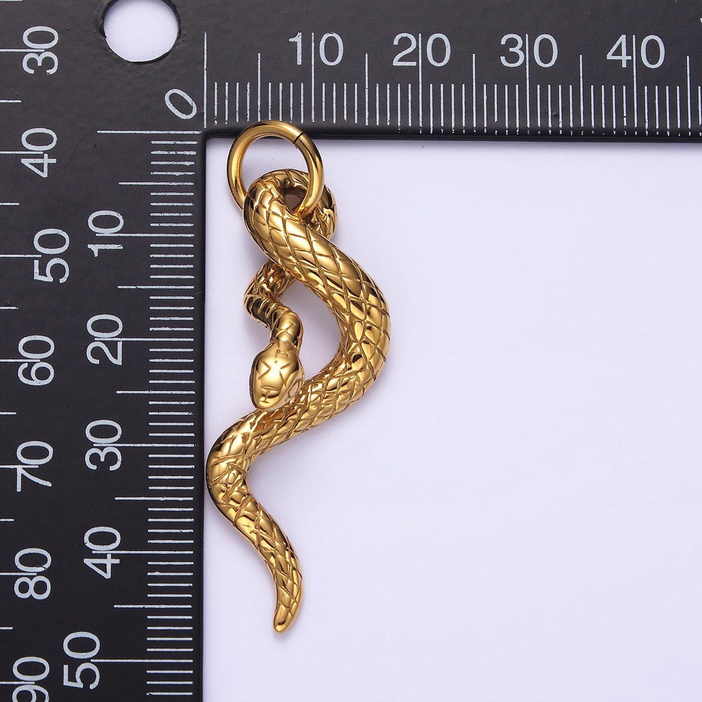 Stainless steel 50mm textured slithering snake serpent pendant | p750