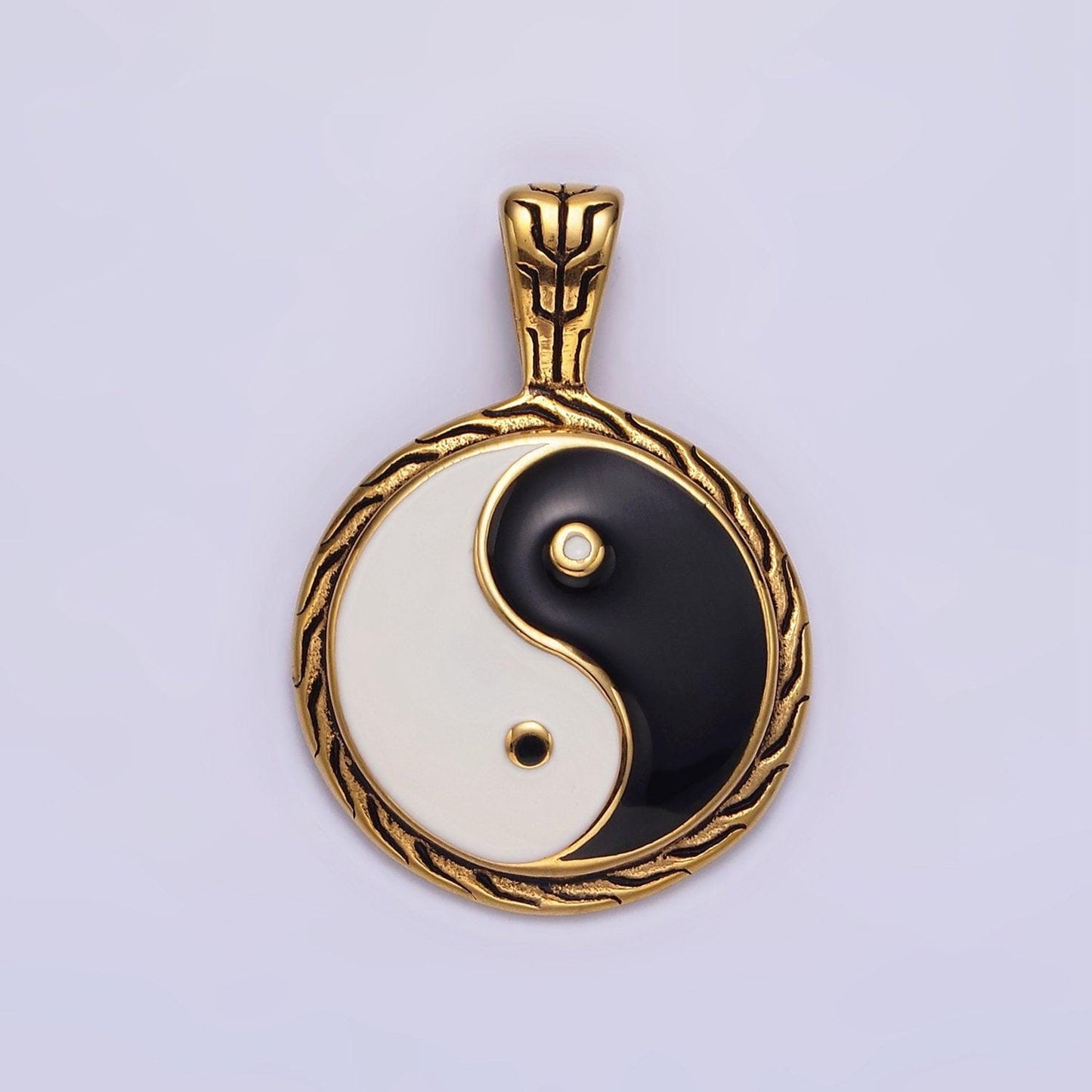 Medallion charm stainless steel taiichi yin yang pendant in silver & gold tarnish free pendant for unisex jewelry couple charm | p723