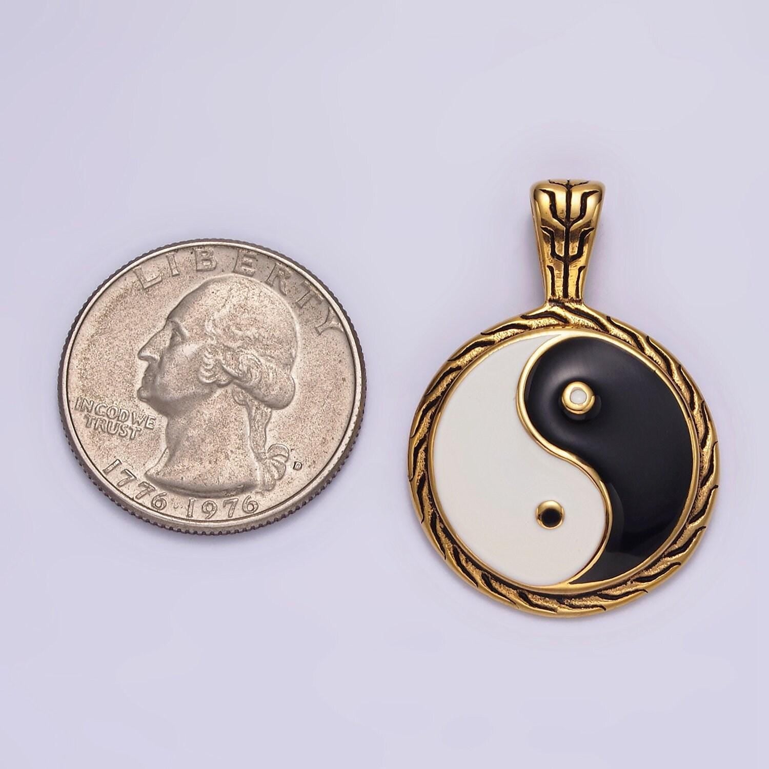 Medallion charm stainless steel taiichi yin yang pendant in silver & gold tarnish free pendant for unisex jewelry couple charm | p723