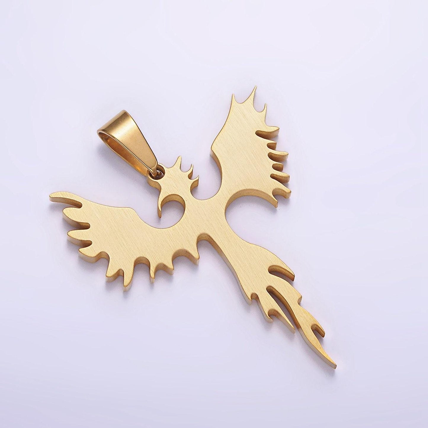 Stainless steel phoenix bird charm statement necklace fire pedant in gold, black, silver | p713 - p715
