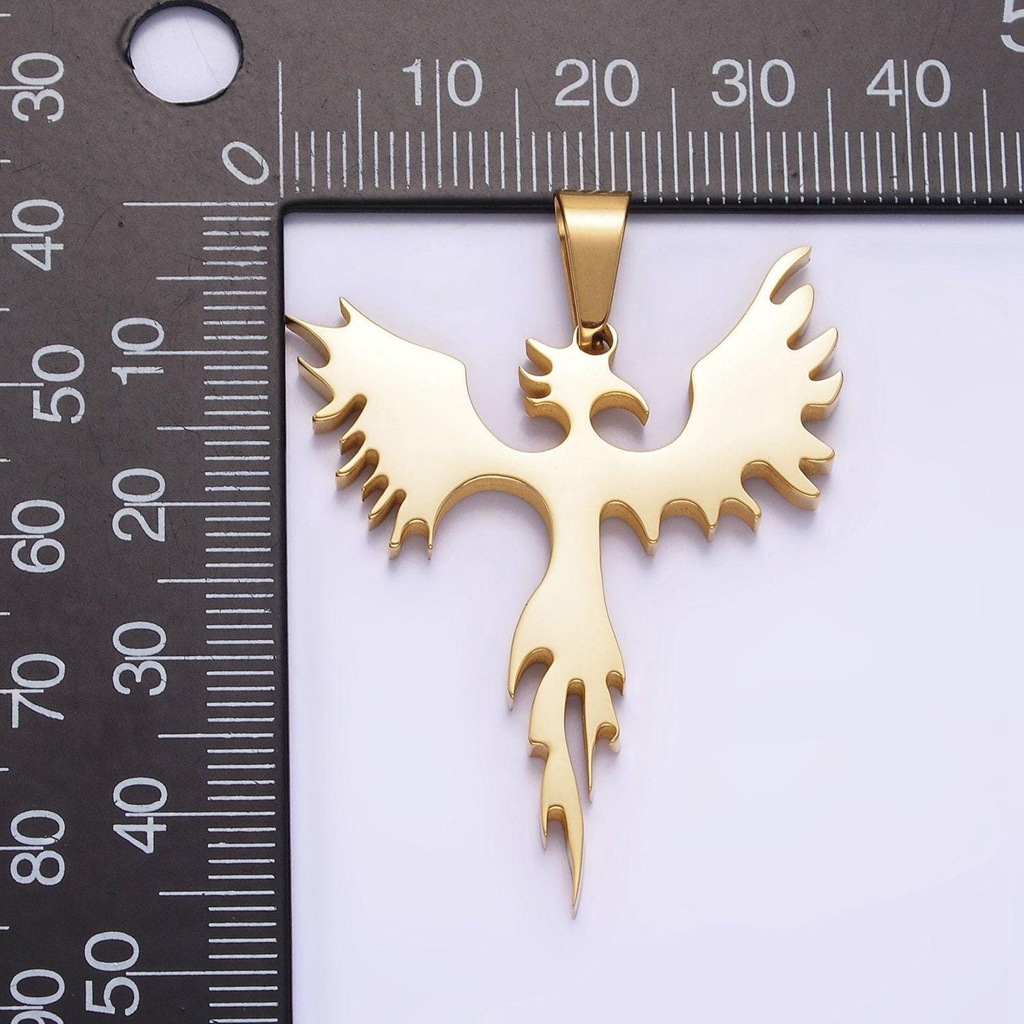 Stainless steel phoenix bird charm statement necklace fire pedant in gold, black, silver | p713 - p715