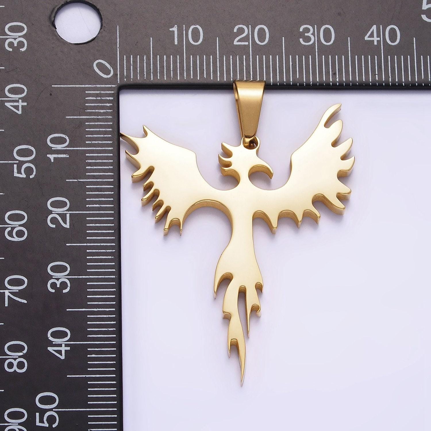Stainless steel phoenix bird charm statement necklace fire pedant in gold, black, silver | p713 - p715
