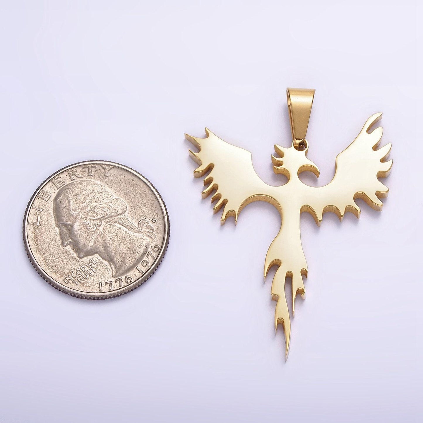 Stainless steel phoenix bird charm statement necklace fire pedant in gold, black, silver | p713 - p715