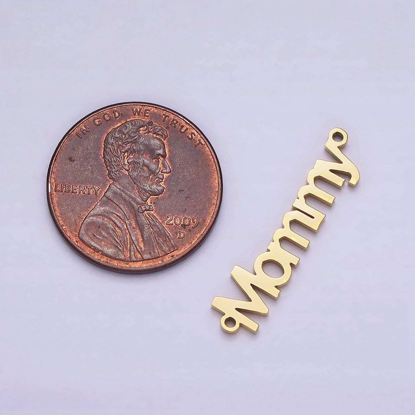 Gold stainless steel mommy script charm connector in gold & silver mother day gift idea bracelet link connector supply | p708 p709