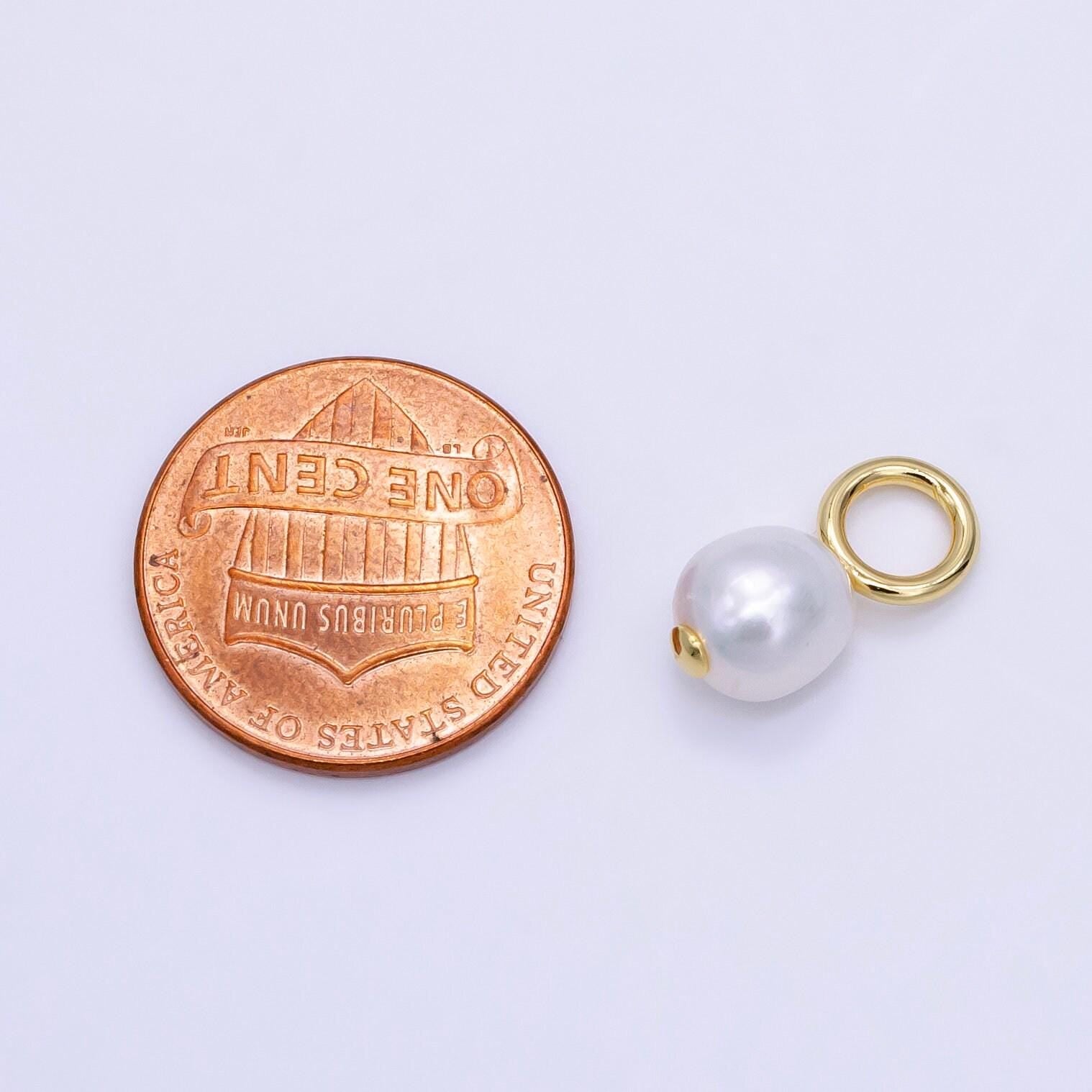 Mini pearl charm dangle drop pendant in 16k gold filled pendant p-1598