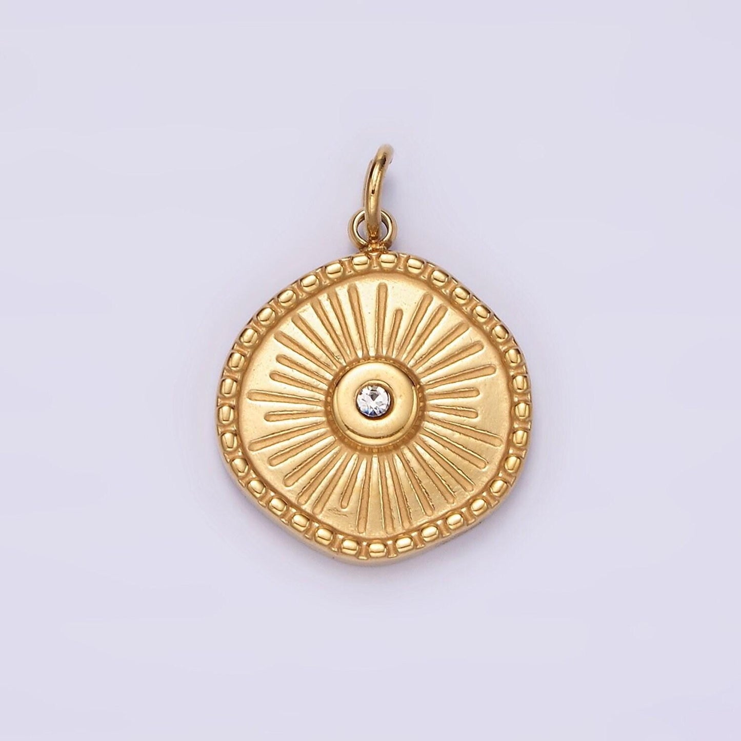 Stainless steel gold radial sun pendant charm for necklace bracelet celestial jewelry | p-651