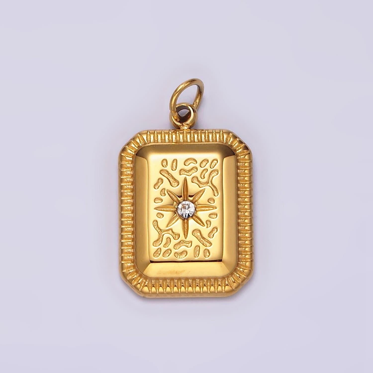 Stainless steel gold tag charm north star pendant charm for necklace bracelet celestial jewelry | p-646