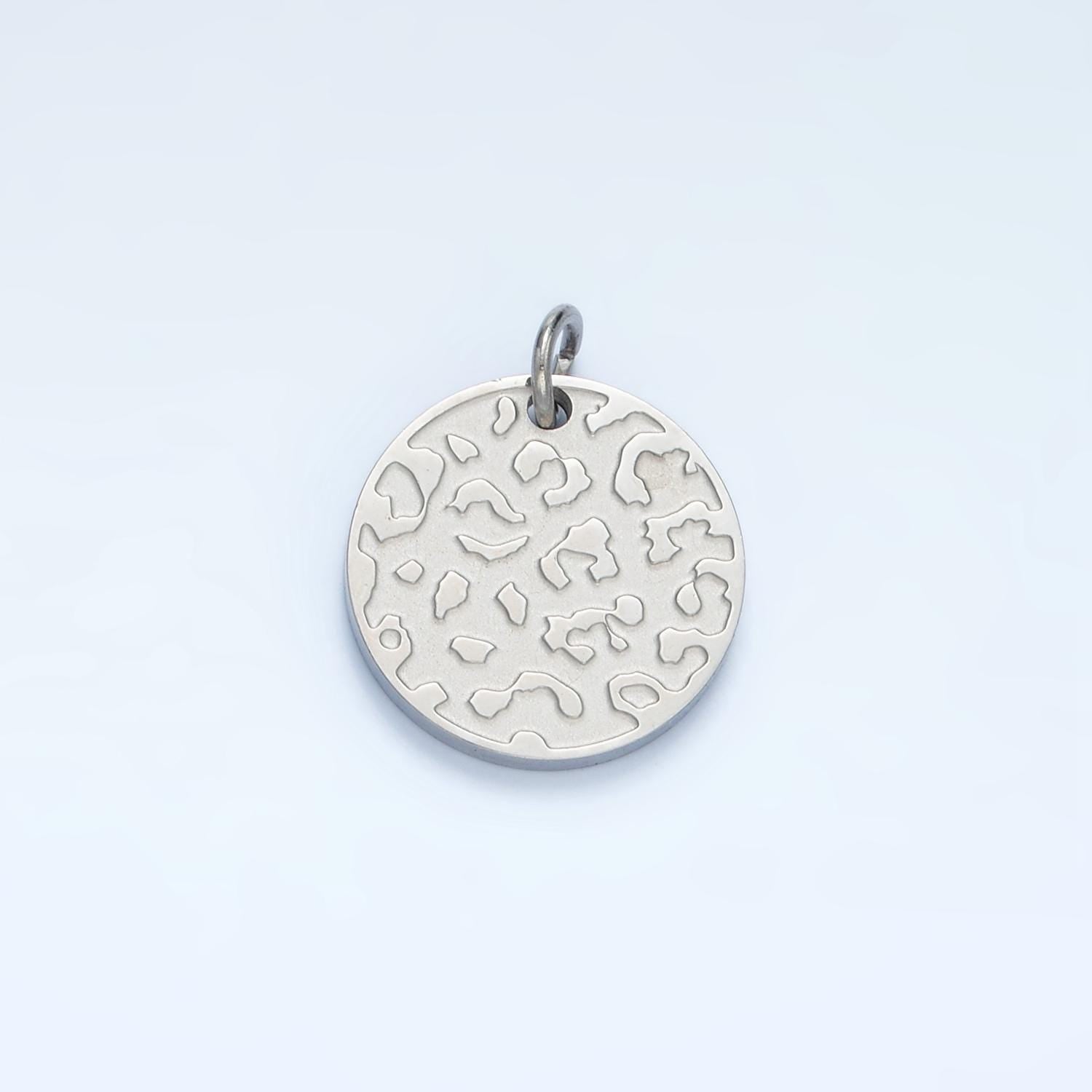 Dainty leopard patterned charm for bracelet necklace in stainless steel animal print round gold silver for jewelry making supply p638