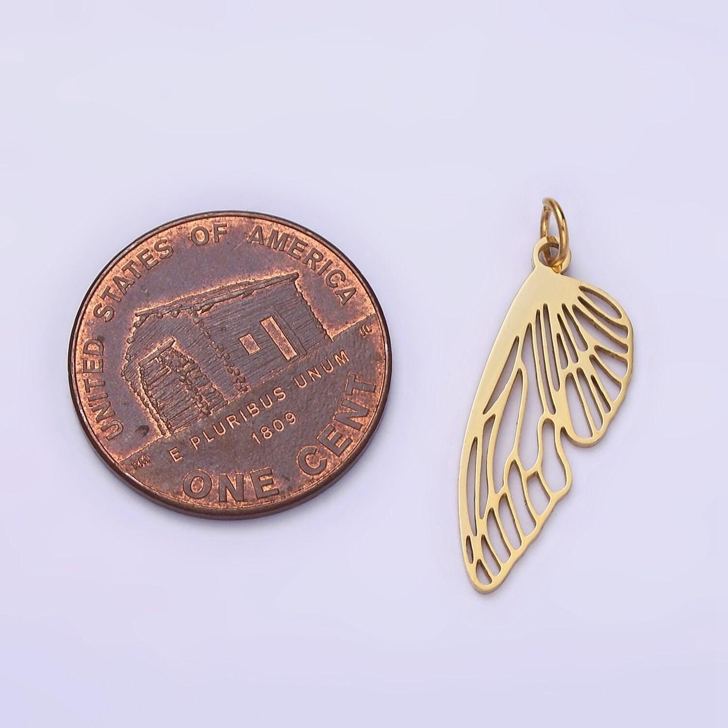 Stainless steel 23.5mm open butterfly wings animal charm p-625