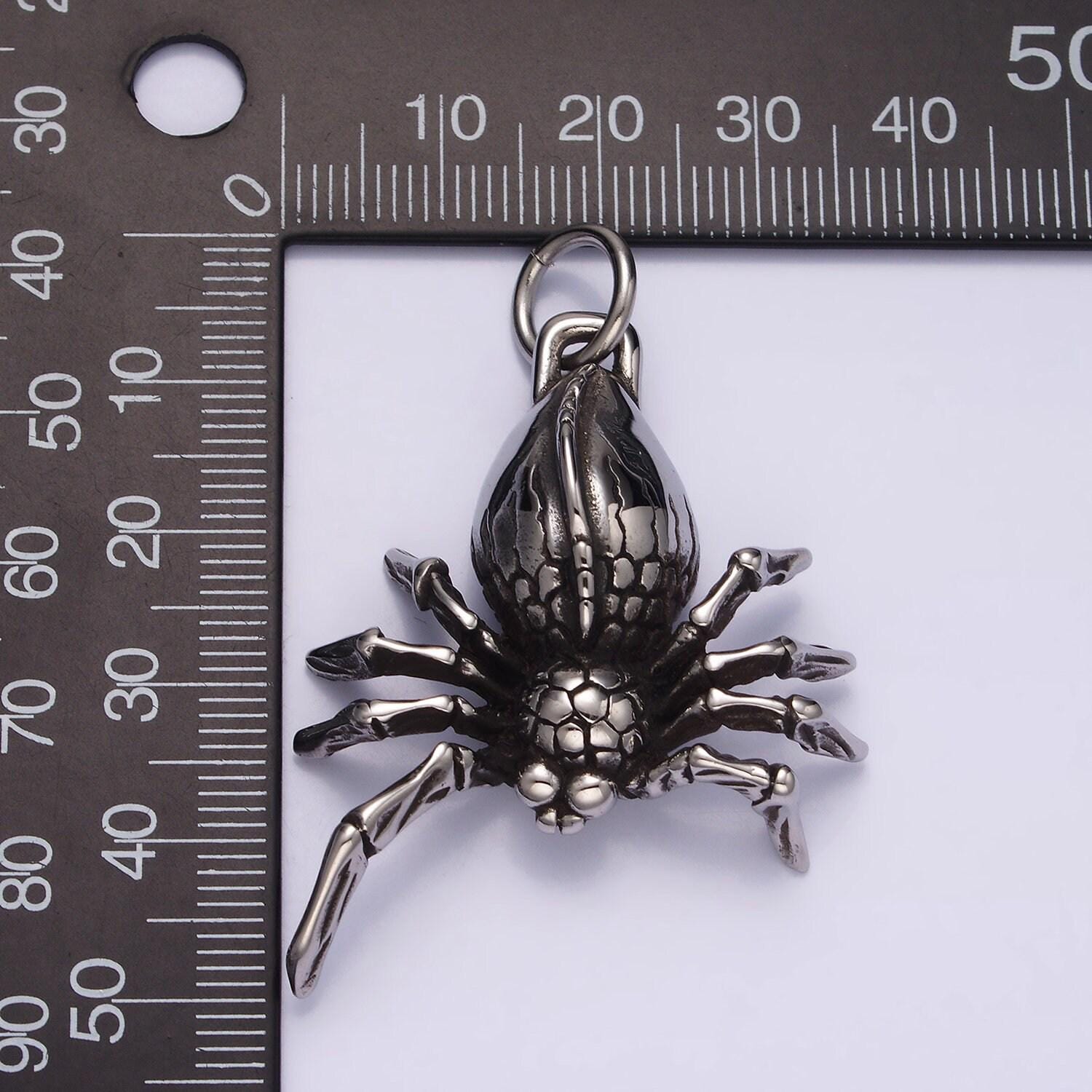 3d stainless steel tarantula spider pendant scary emo halloween animal crawl charm | p616