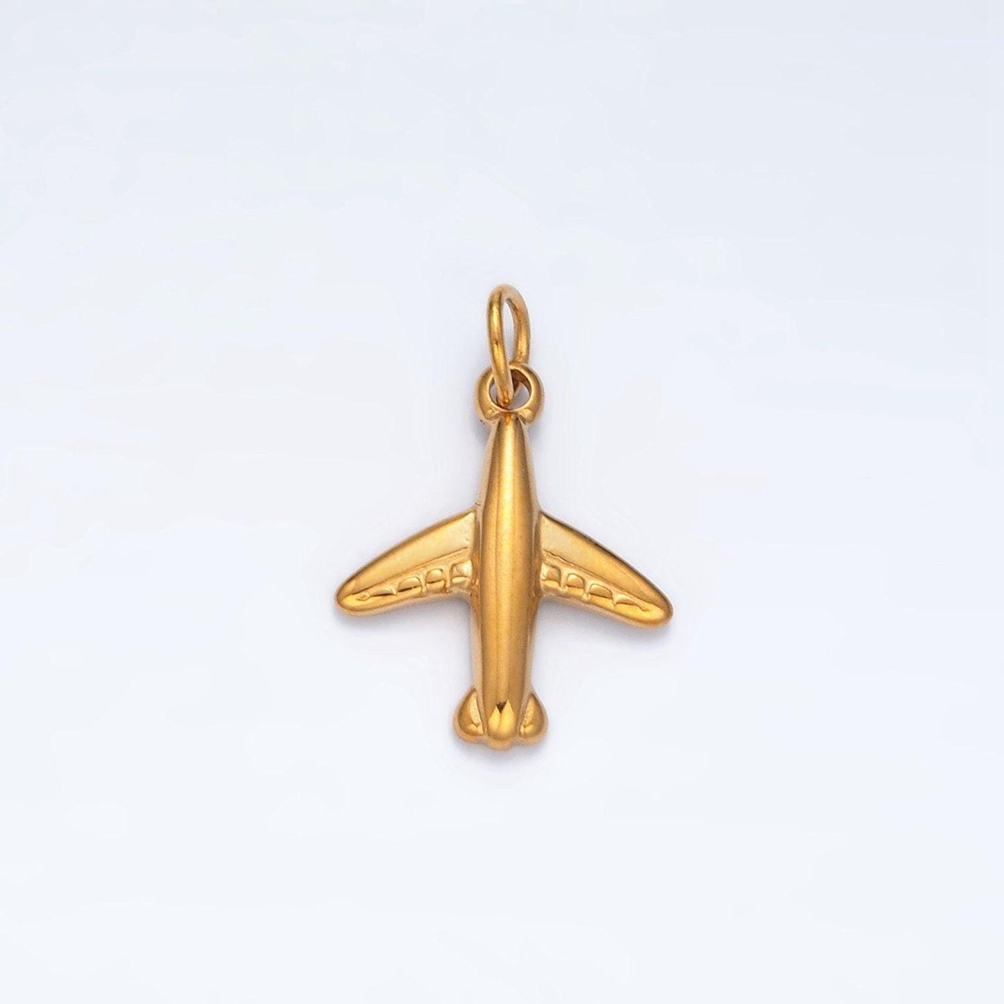 Mini gold airplane charm stainless steel plane pendant jewelry p56