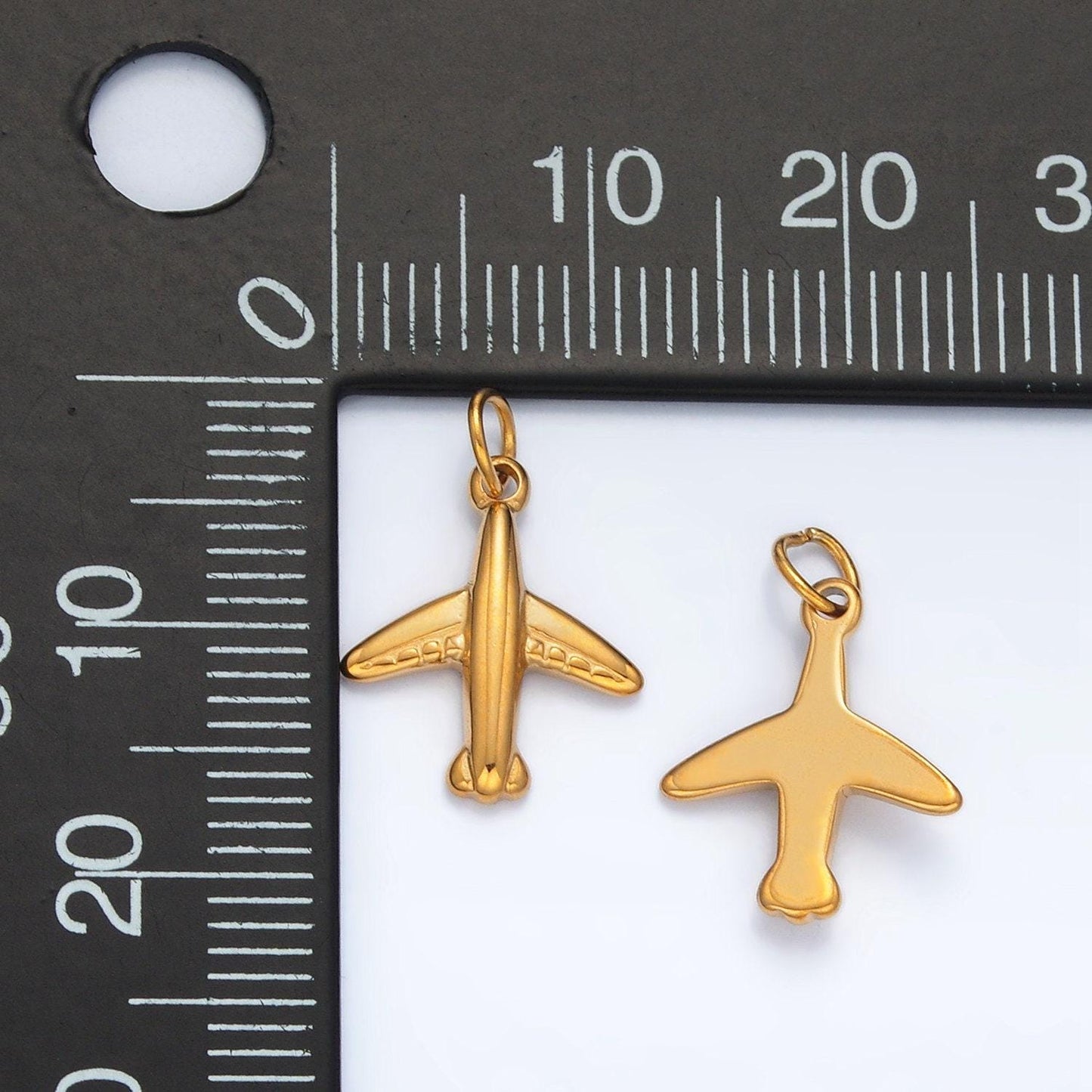 Mini gold airplane charm stainless steel plane pendant jewelry p56