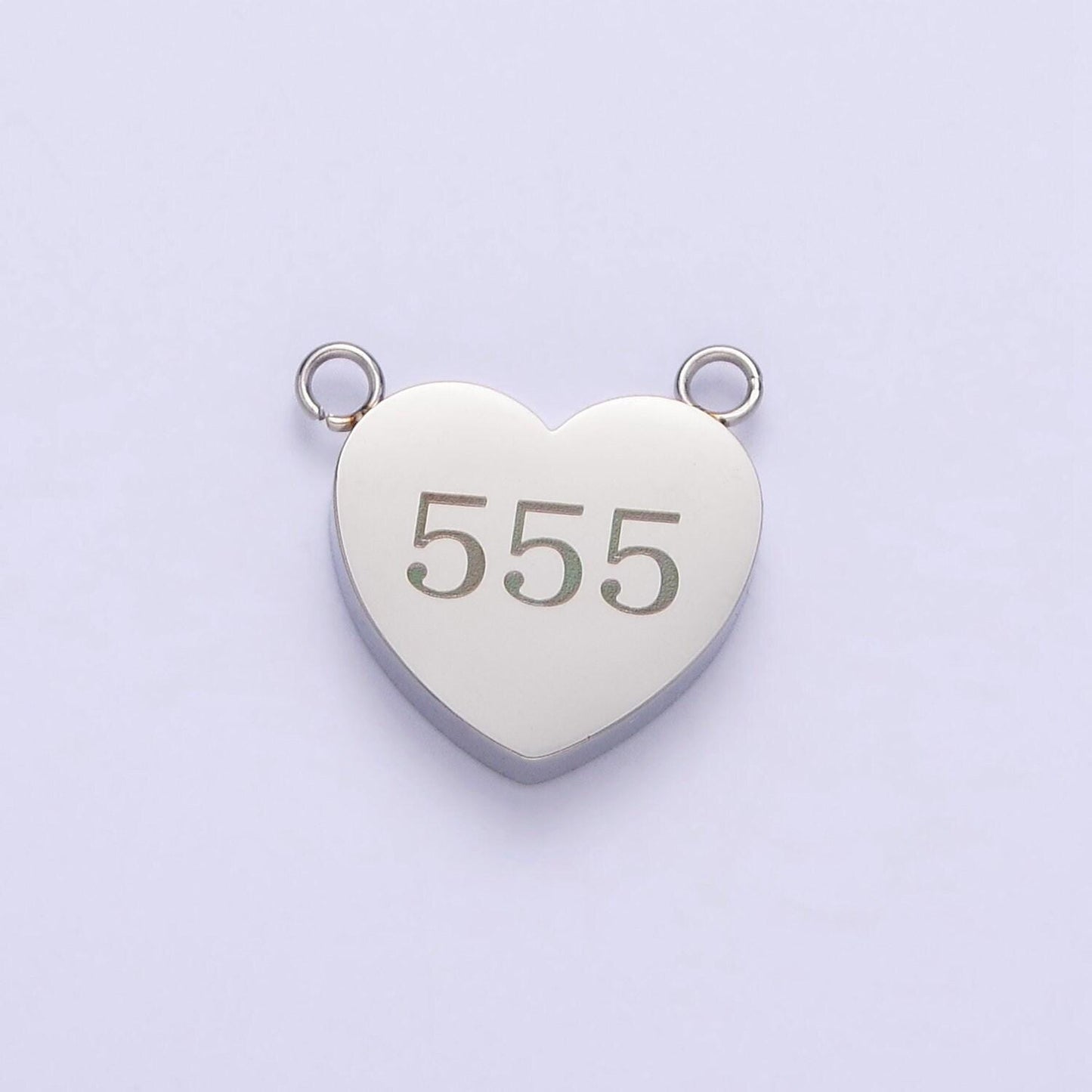 Dainty stainless steel angel number charm connector mini heart lucky number link connector for necklace bracelet component tarnish free