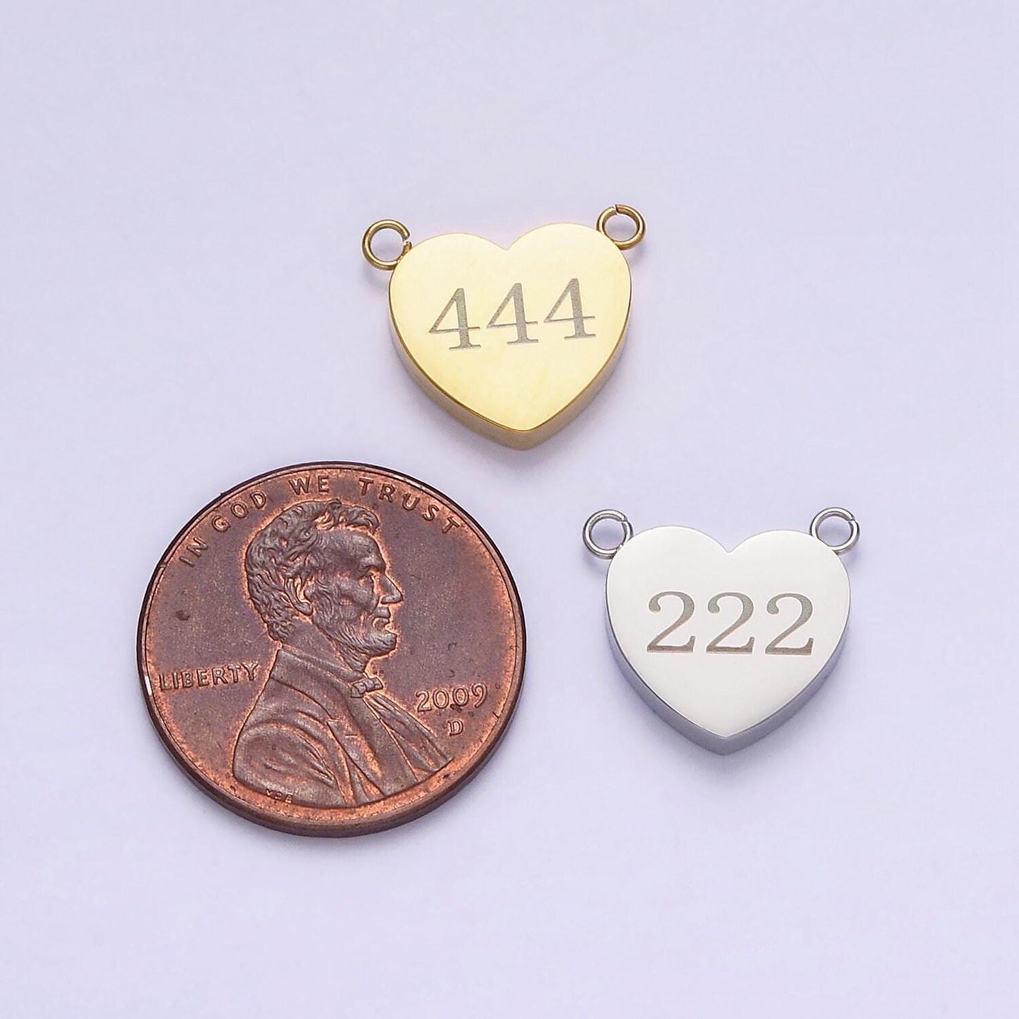 Dainty stainless steel angel number charm connector mini heart lucky number link connector for necklace bracelet component tarnish free