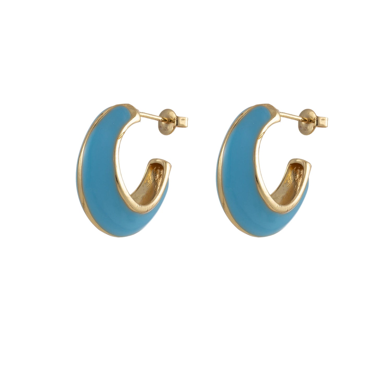 24k gold filled enamel hoop earrings, colorful 23mm hoops, enamel earrings, bold dome hoop for everyday wear summer trend jewelry