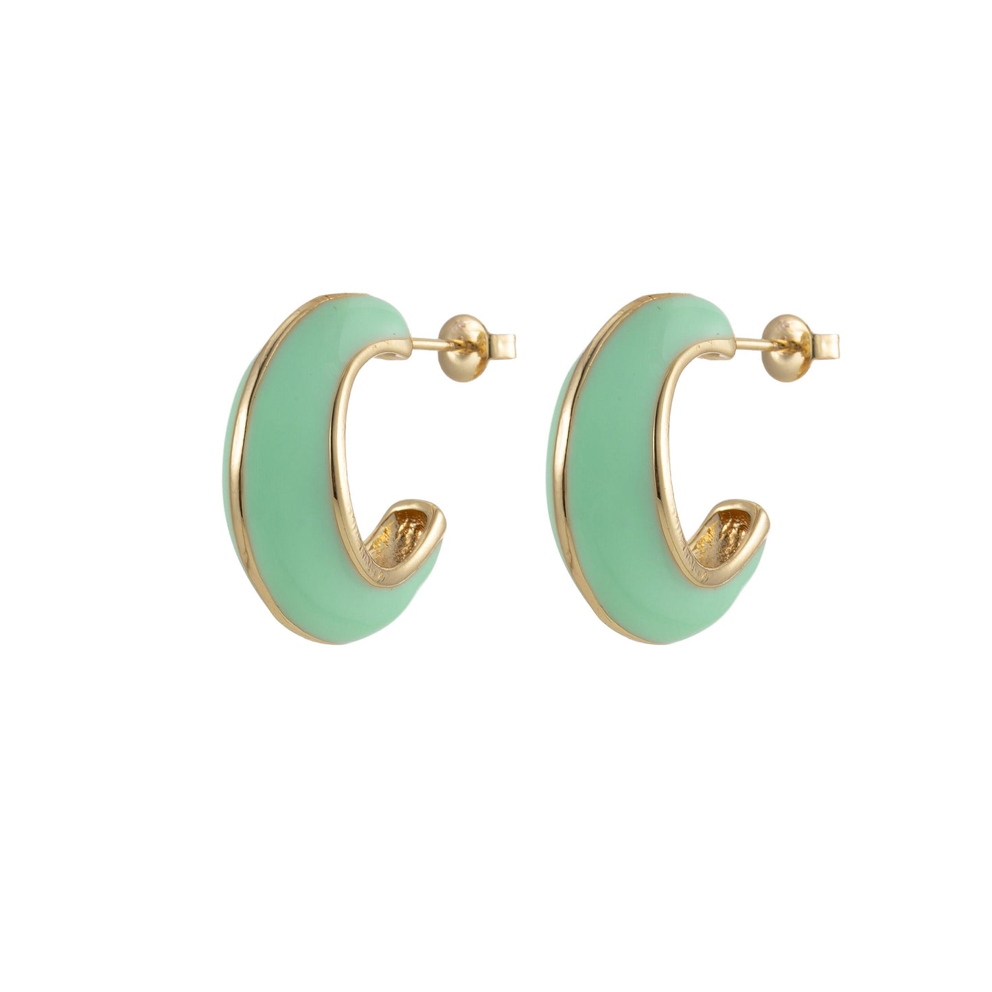 24k gold filled enamel hoop earrings, colorful 23mm hoops, enamel earrings, bold dome hoop for everyday wear summer trend jewelry