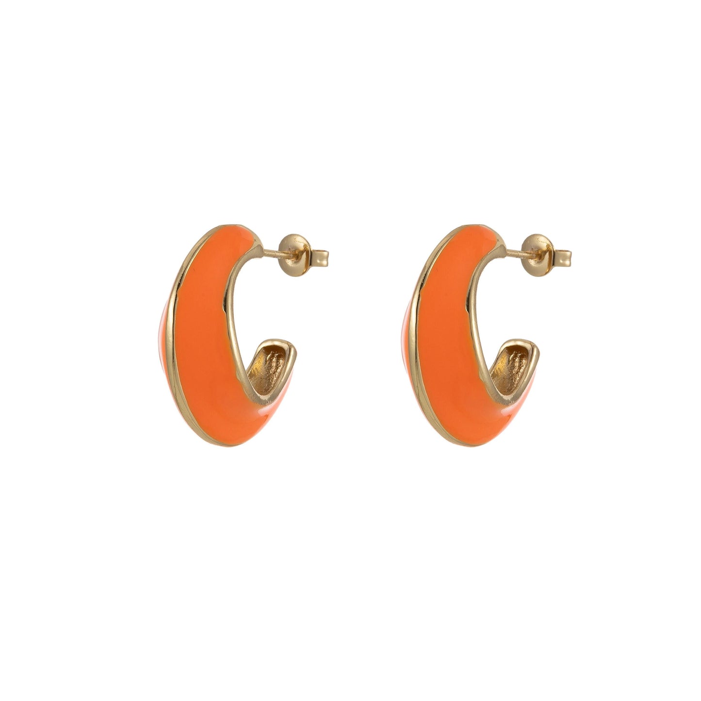 24k gold filled enamel hoop earrings, colorful 23mm hoops, enamel earrings, bold dome hoop for everyday wear summer trend jewelry