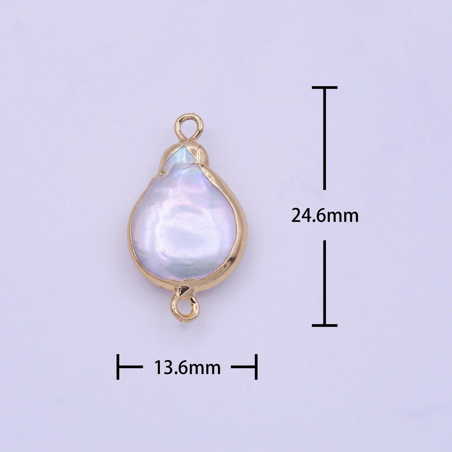 1pc freeform tear drop baroque drop pearl charm connector double bail gold plated edge bracelet necklace earring jewelry making p1848