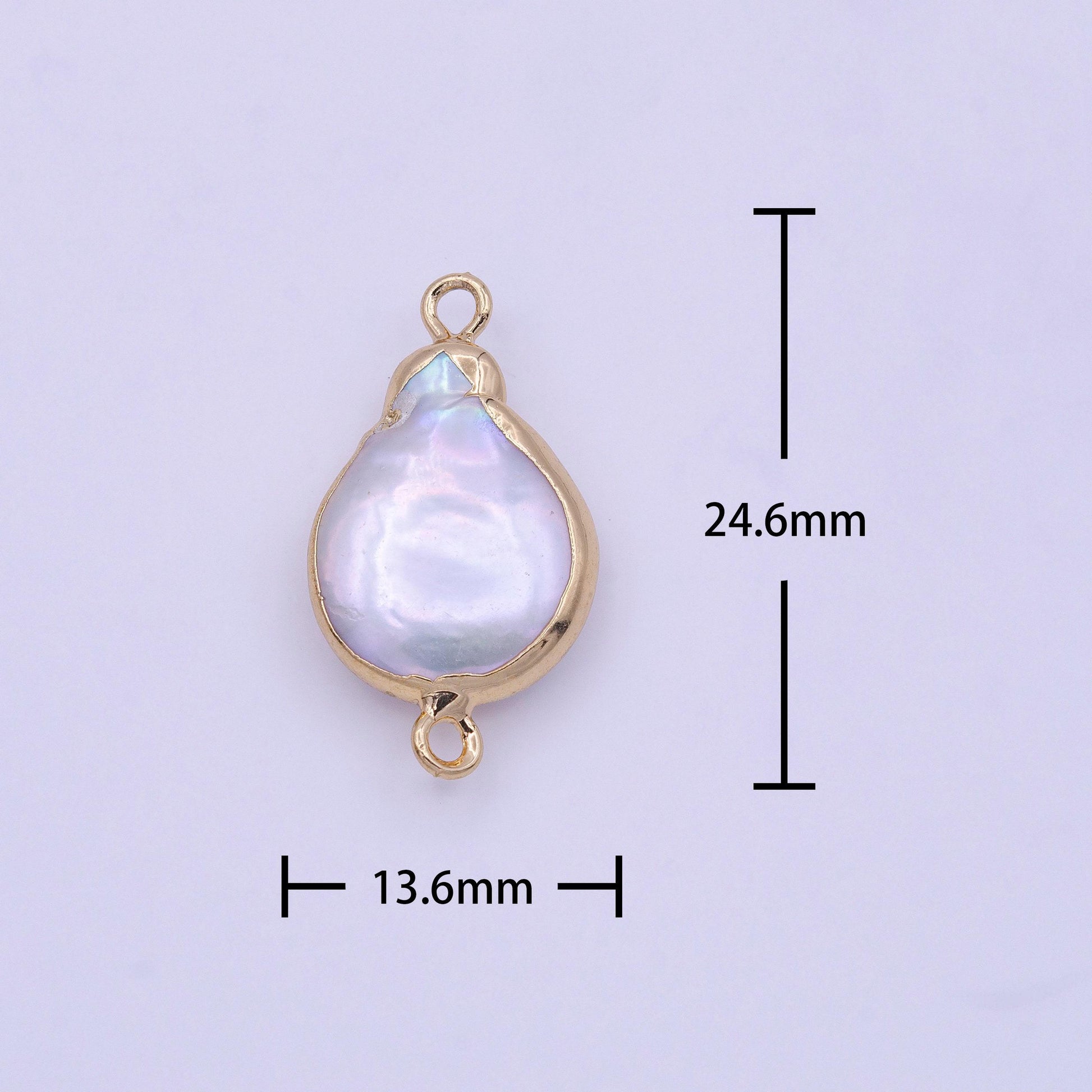 1pc freeform tear drop baroque drop pearl charm connector double bail gold plated edge bracelet necklace earring jewelry making p1848