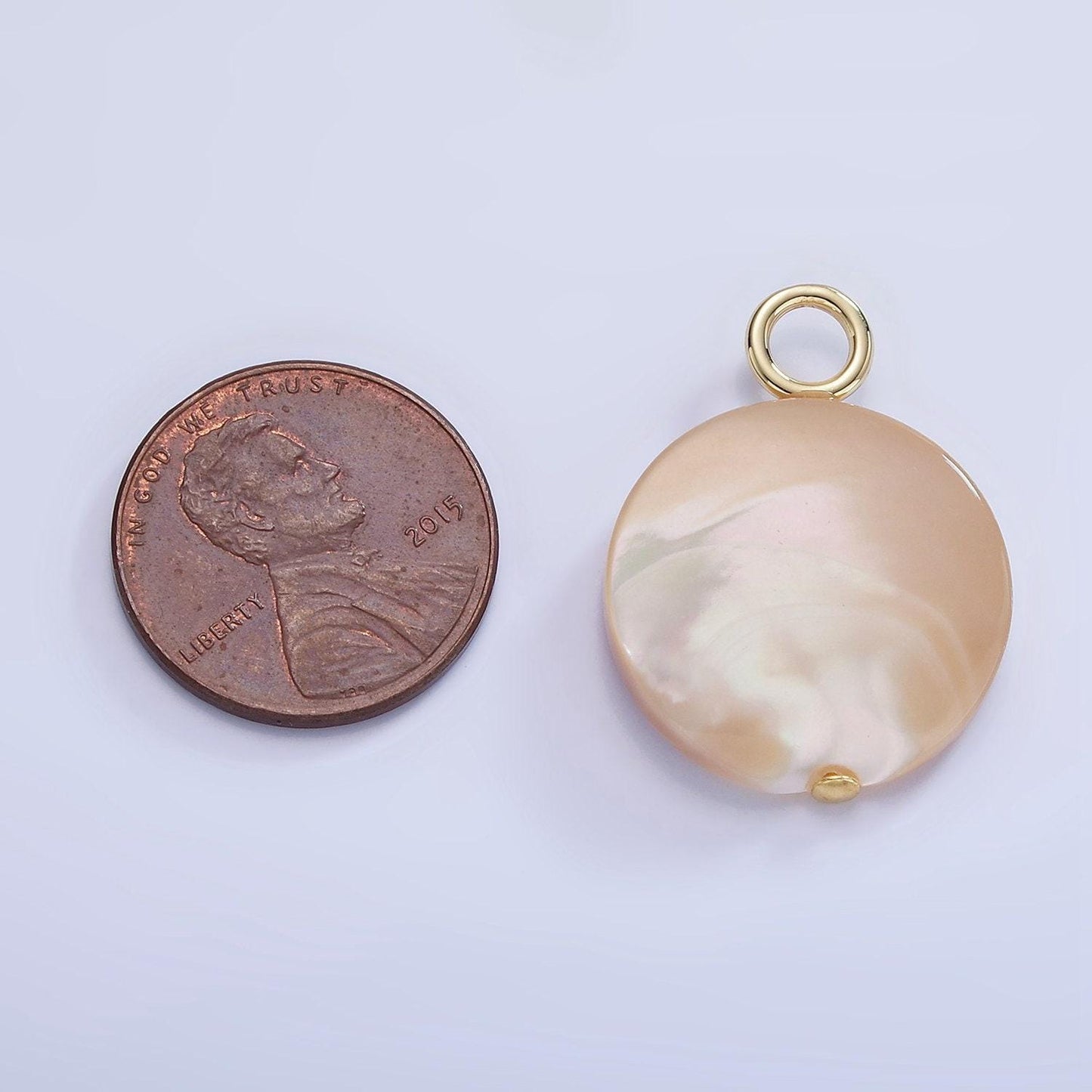 Beautiful mauve champagne white brown round coin pearl charm genuine freshwater shell mermaid pearls pendant with big hole for charm p-1750