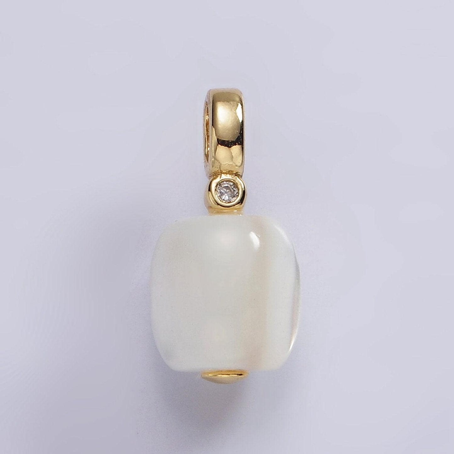 14k gold filled clear jade & clear cz pendant for bracelet, necklace add-on | p-1664