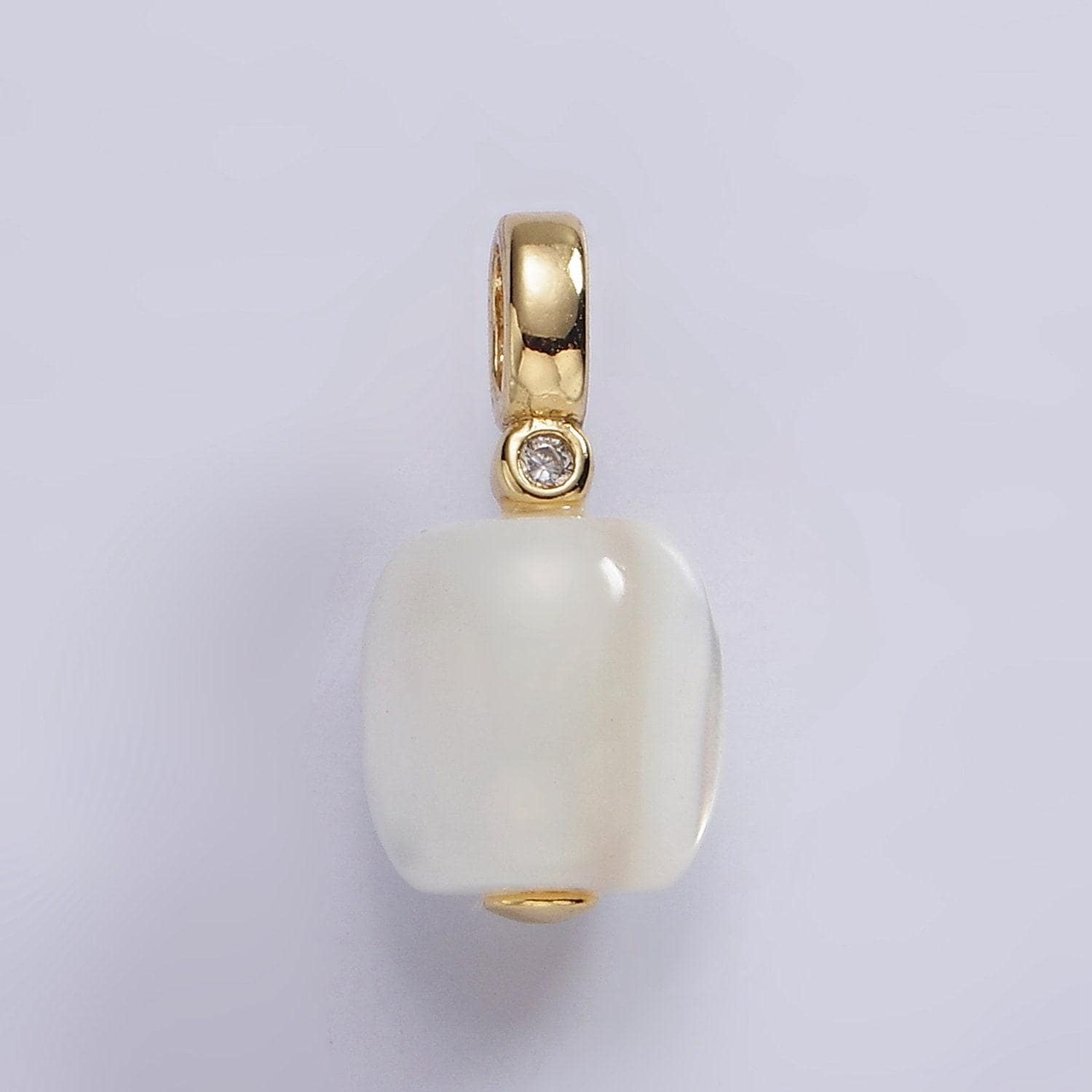 14k gold filled clear jade & clear cz pendant for bracelet, necklace add-on | p-1664