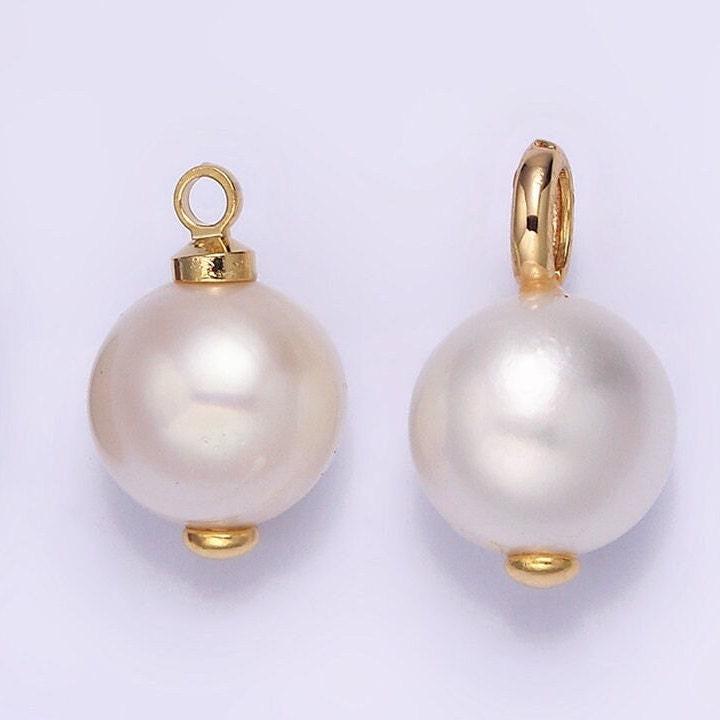 Dainty shell pearl round potato pearl charms pendant for bracelet necklace component p1599