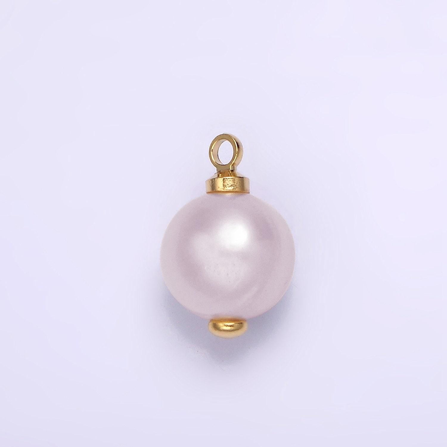 Dainty shell pearl round potato pearl charms pendant for bracelet necklace component p1599