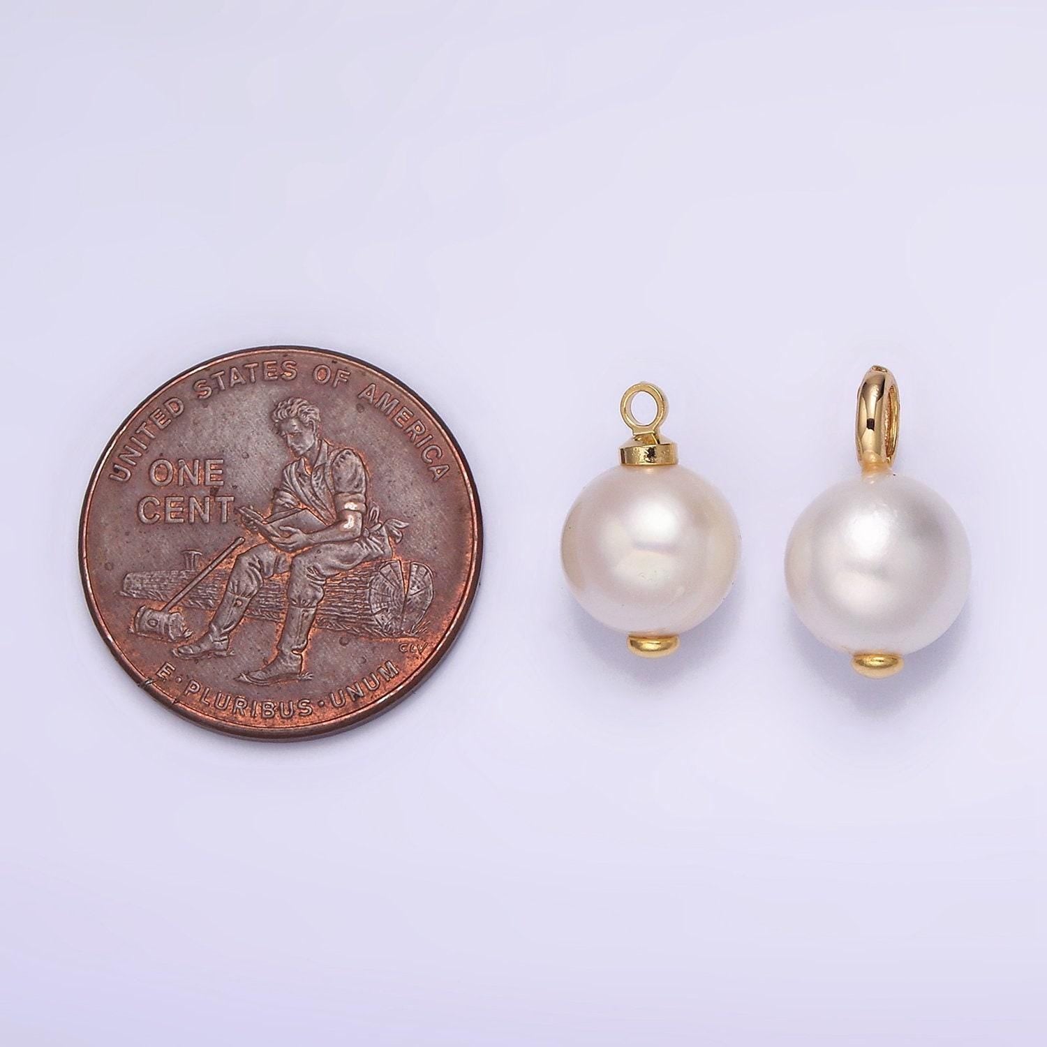 Dainty shell pearl round potato pearl charms pendant for bracelet necklace component p1599