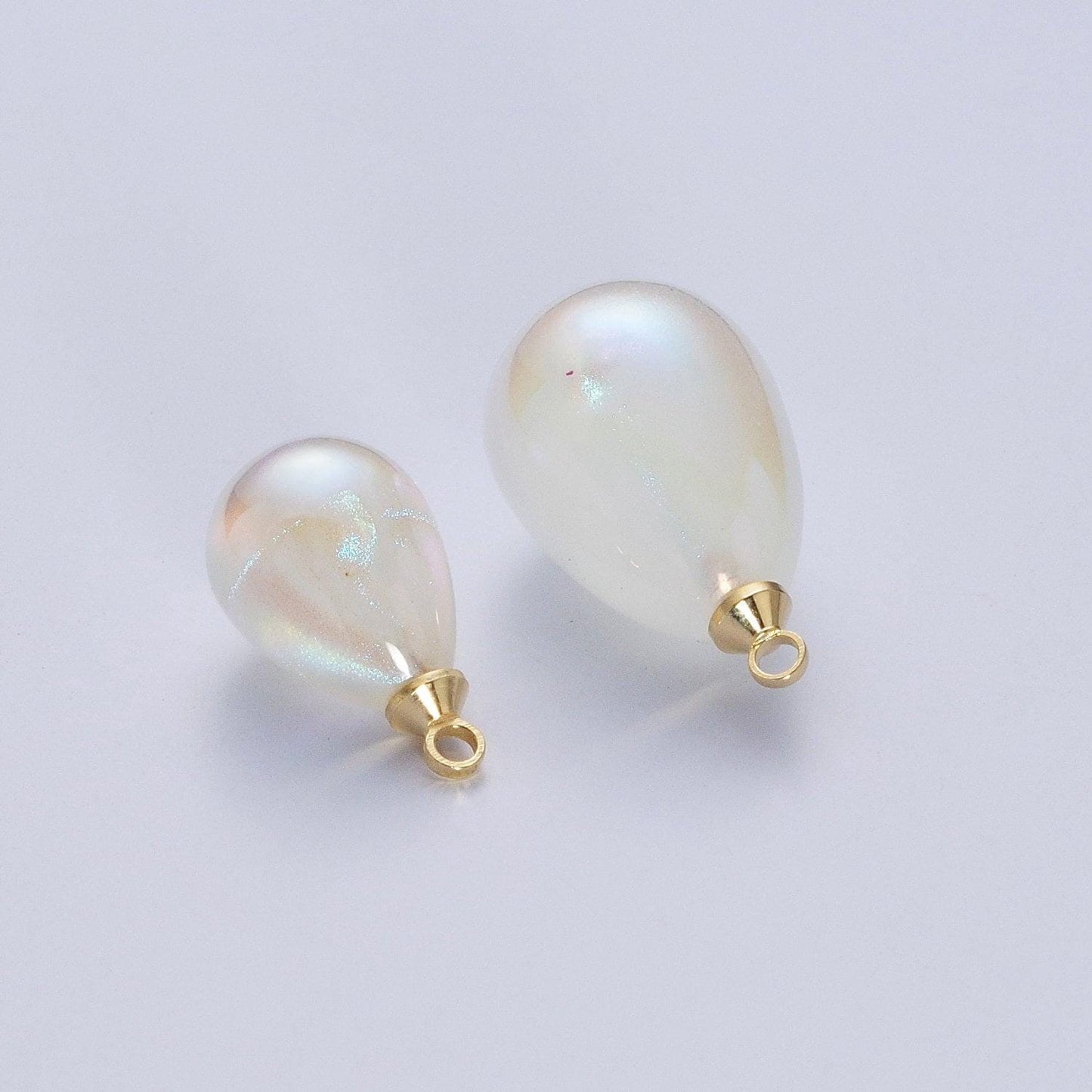 Oval freshwater white pearl charm, two sizes pearl pendant | p-~1556 p-1557