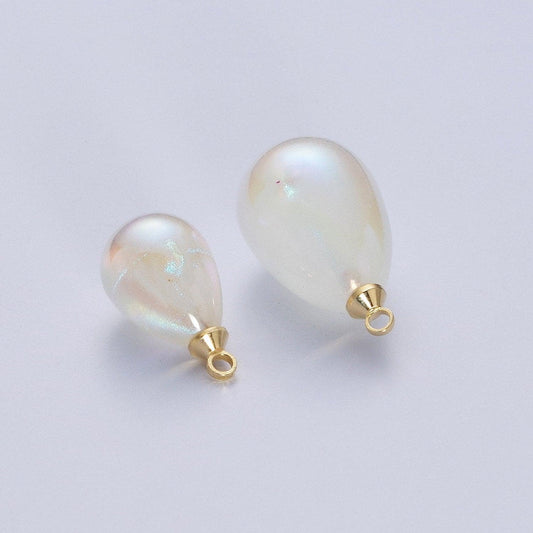 Oval freshwater white pearl charm, two sizes pearl pendant | p-1557