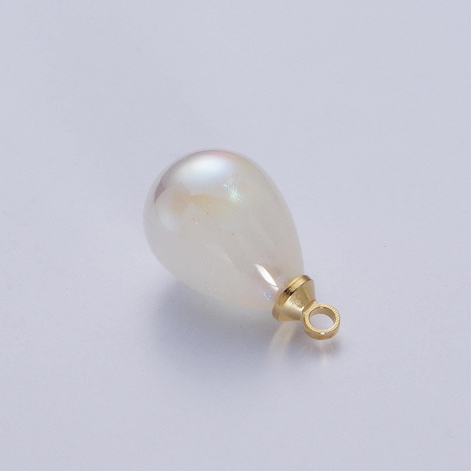 Oval freshwater white pearl charm, two sizes pearl pendant | p-~1556 p-1557