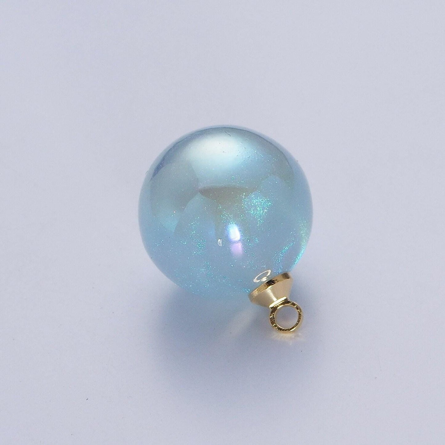 Round glass pearl pendant, blue and white various sizes round pearl ball gold plated charms |p-1558~p-1560