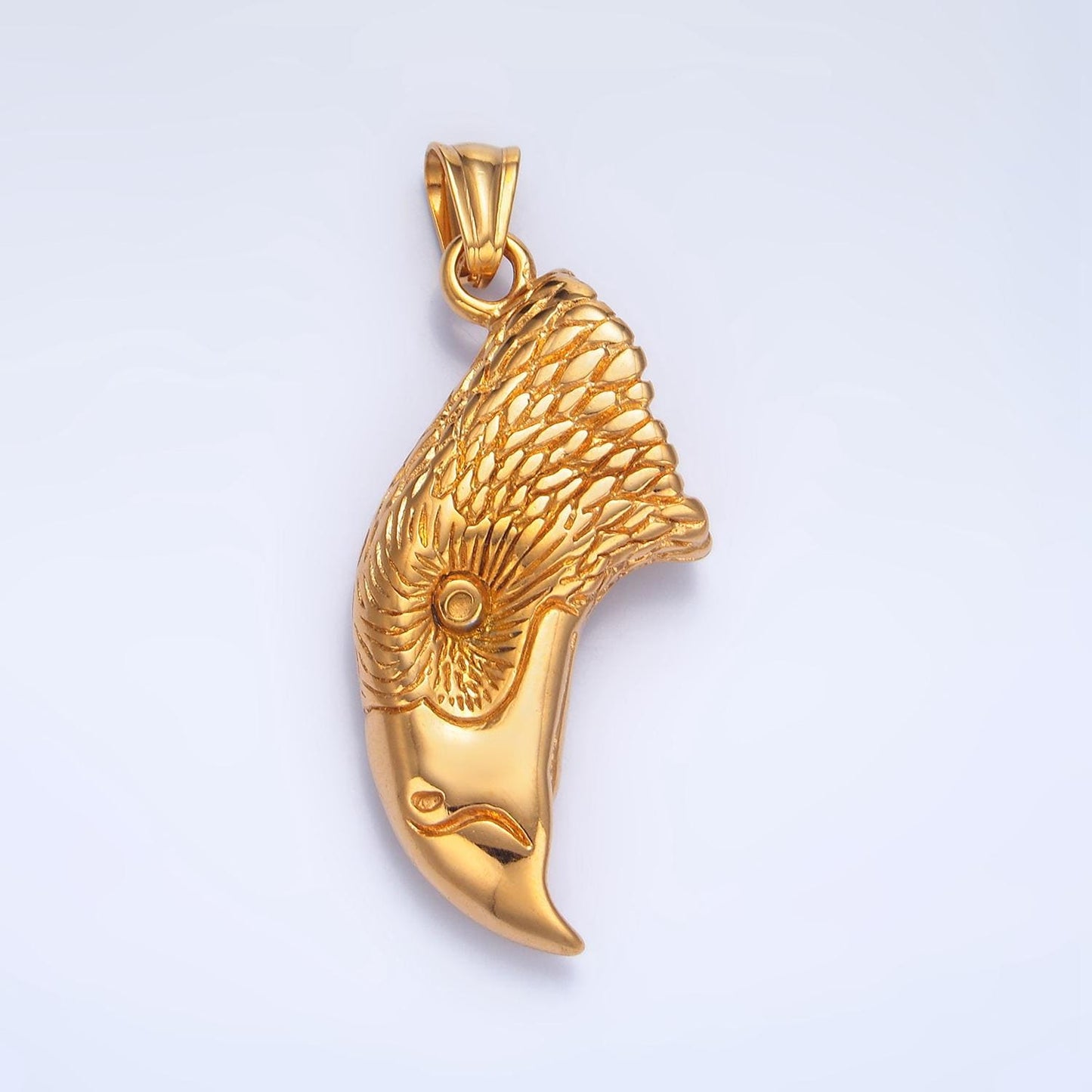 Big stainless steel bald eagle head charm gold bird animal pendant | p-1489
