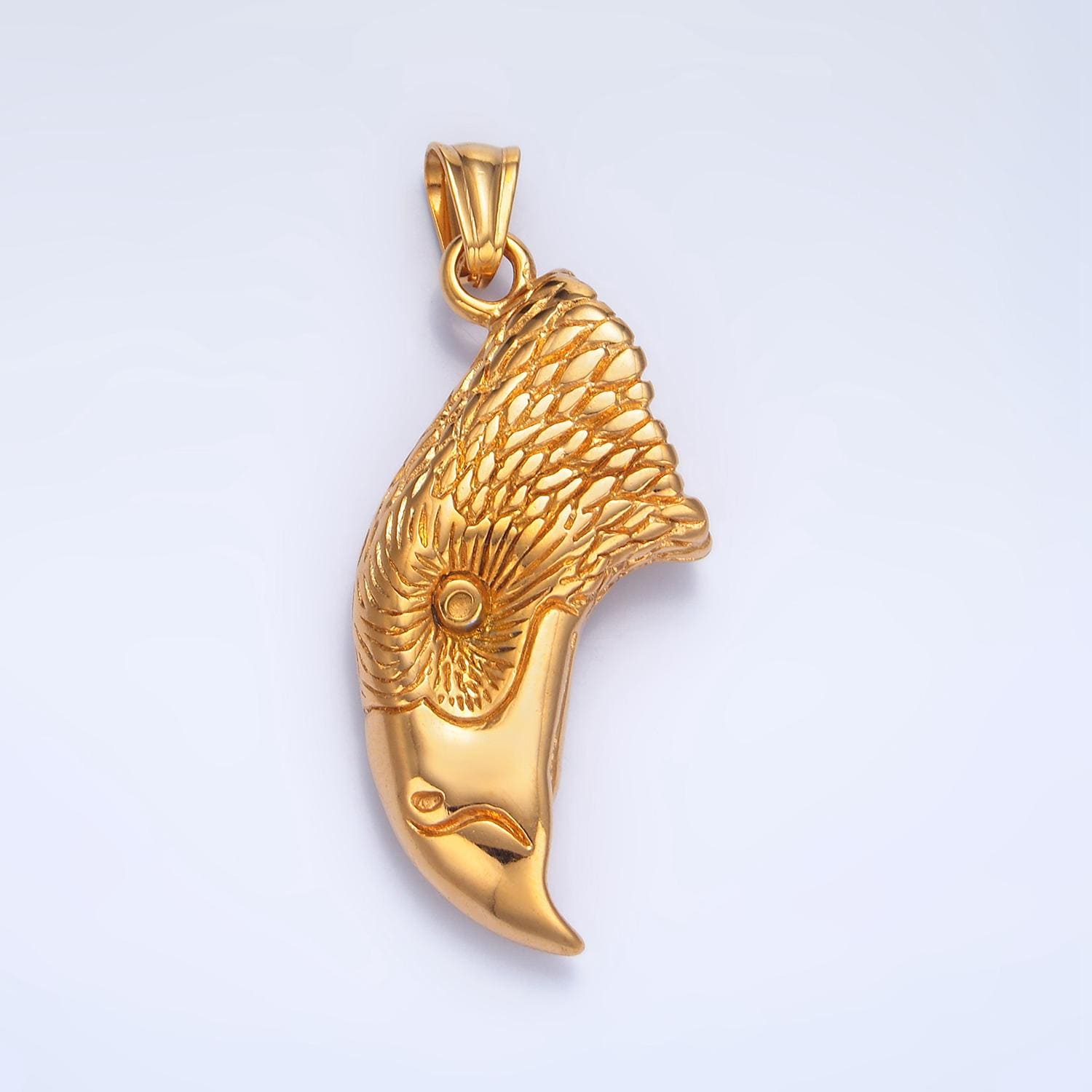 Big stainless steel bald eagle head charm gold bird animal pendant | p-1489