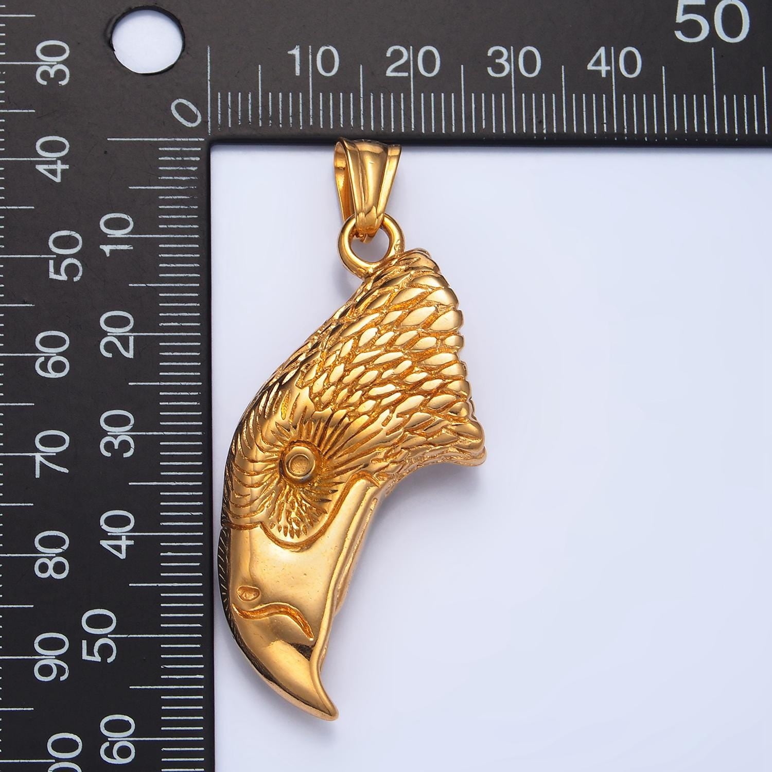 Big stainless steel bald eagle head charm gold bird animal pendant | p-1489