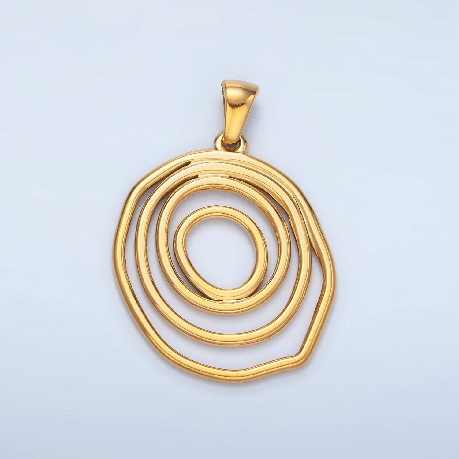 Stainless steel round circle spider web pendant minimalist abstract geometric charm | p-1486