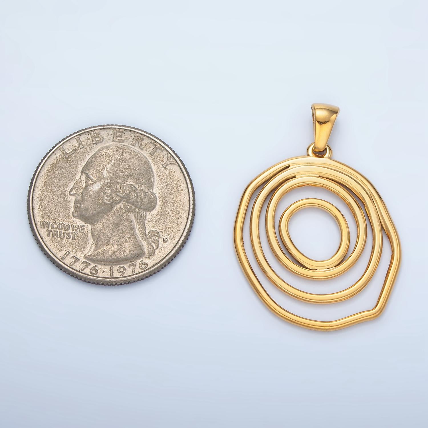Stainless steel round circle spider web pendant minimalist abstract geometric charm | p-1486