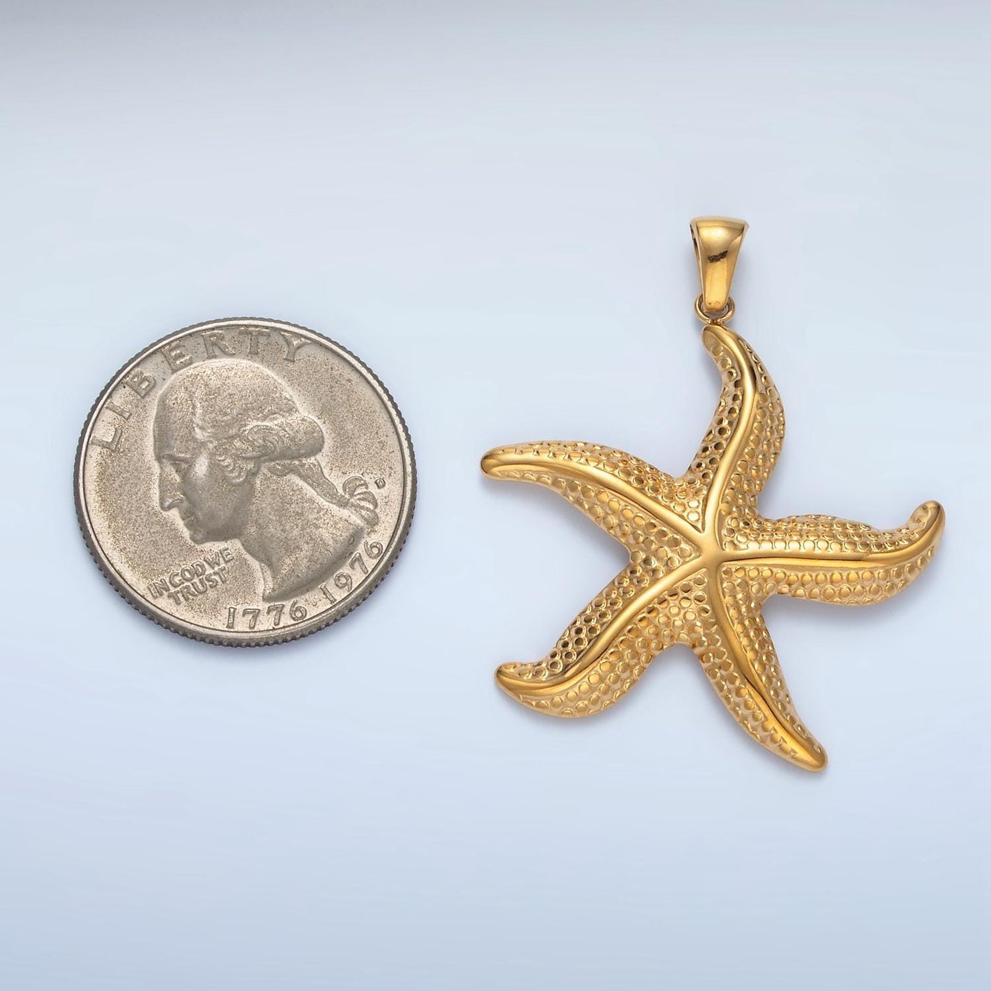 Big gold starfish pendant stainless steel star fish ocean beach under the sea mermaids charm jewelry  | p-1488