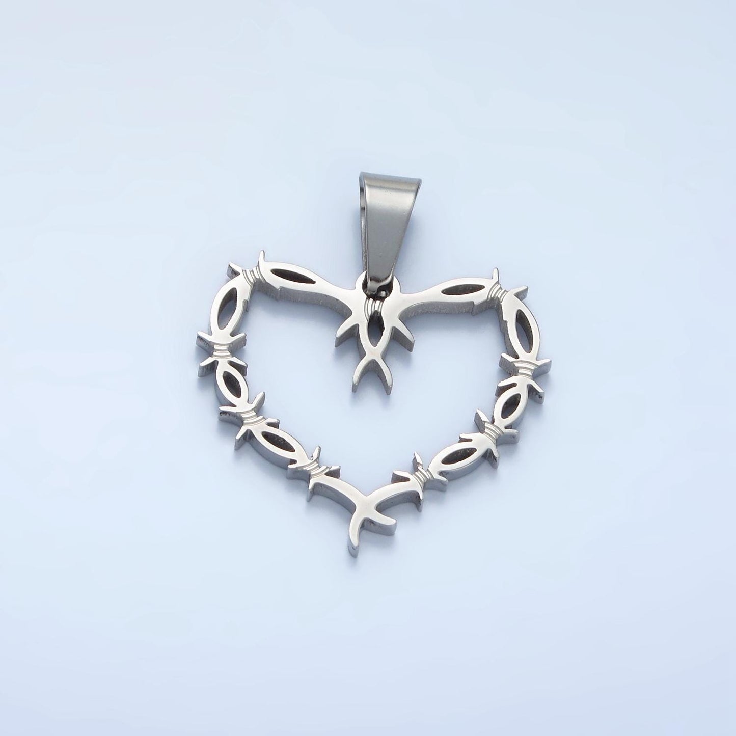 Stainless steel heart charms gold barb wire charms love pendant for necklace charm p1483
